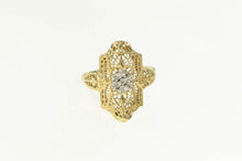 Load image into Gallery viewer, 10K Ornate Filigree Diamond Cluster Statement Ring Yellow Gold