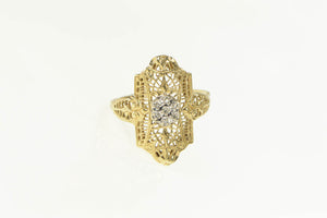 10K Ornate Filigree Diamond Cluster Statement Ring Yellow Gold
