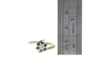 Load image into Gallery viewer, 10K Diamond Sapphire Halo Flower Cluster Bypass Ring White Gold