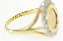 Load image into Gallery viewer, 10K Diamond Halo Chinese Panda Tribute Coin Ring Yellow Gold