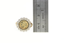 Load image into Gallery viewer, 10K Diamond Halo Chinese Panda Tribute Coin Ring Yellow Gold