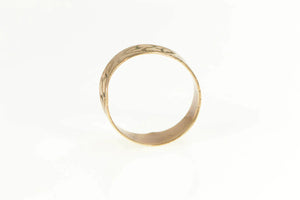 10K 7.6mm Victorian Floral Rose Pattern Band Ring Yellow Gold