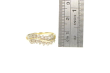 Load image into Gallery viewer, 10K Wavy Diamond Layered Statement Band Ring Yellow Gold
