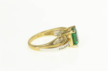Load image into Gallery viewer, 10K Emerald Cut Synthetic Emerald Diamond Two Tone Ring Yellow Gold