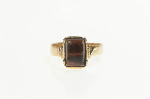 10K Victorian Ornate Ox's Eye Squared Ring Yellow Gold