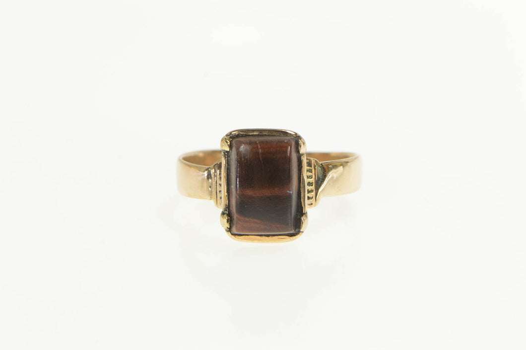 10K Victorian Ornate Ox's Eye Squared Ring Yellow Gold