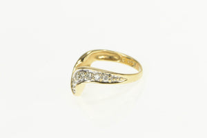 14K 0.25 Ctw Wavy Diamond Curved Wedding Band Ring Yellow Gold