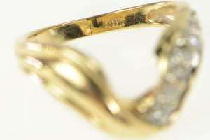 14K 0.25 Ctw Wavy Diamond Curved Wedding Band Ring Yellow Gold