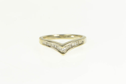 10K 0.25 Ctw Chevron Curved Diamond Wedding Ring White Gold