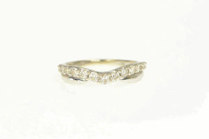 14K 0.42 Ctw Diamond Curved Layered Look Wedding Ring White Gold