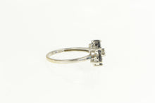 Load image into Gallery viewer, 10K Diamond Sapphire Halo Flower Cluster Ring White Gold
