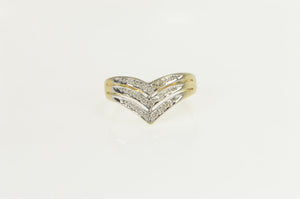 10K Tiered Chevron Diamond Wedding Band Ring Yellow Gold