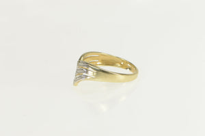 10K Tiered Chevron Diamond Wedding Band Ring Yellow Gold