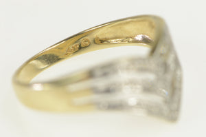 10K Tiered Chevron Diamond Wedding Band Ring Yellow Gold