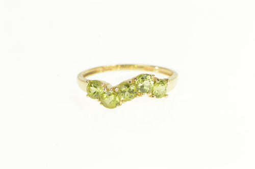 14K Wavy Peridot Classic Statement Band Ring Yellow Gold