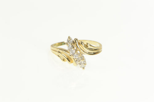 10K Diamond Wavy Cluster Statement Bypass Ring Yellow Gold