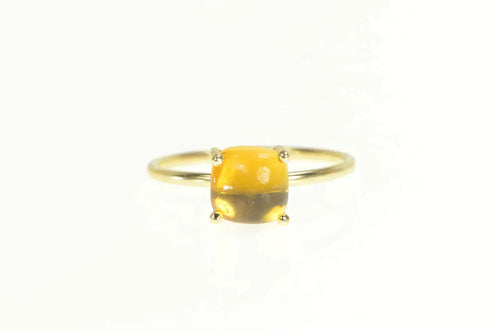 14K Squared Sim. Citrine Cabochon Statement Ring Yellow Gold