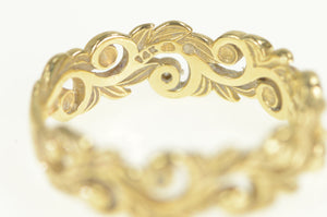 14K 5.4mm Diamond Scroll Ornate Swirl Wedding Ring Yellow Gold