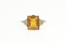 Load image into Gallery viewer, 18K Art Deco Hand Made Citrine Diamond Accent Statement Ring Yellow Gold