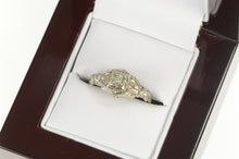 Load image into Gallery viewer, 14K Art Deco Diamond Solitaire Ornate Promise Ring White Gold