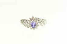 Load image into Gallery viewer, 10K Pear Tanzanite Diamond Halo Engagement Ring White Gold
