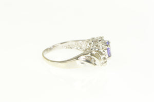 10K Pear Tanzanite Diamond Halo Engagement Ring White Gold