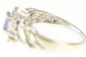 10K Pear Tanzanite Diamond Halo Engagement Ring White Gold