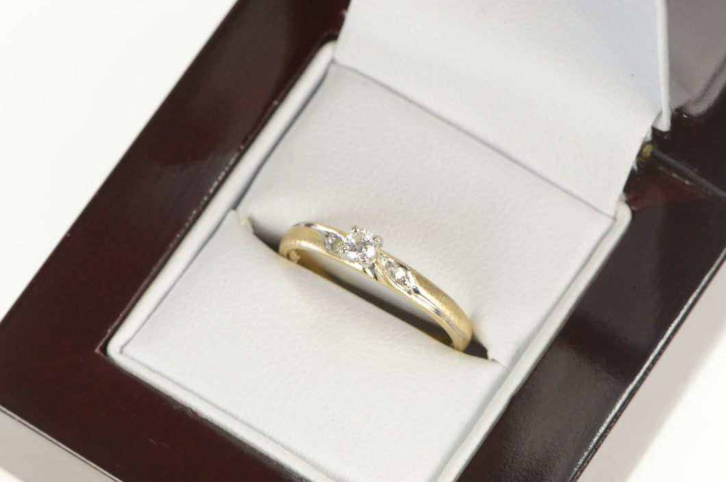 14K Retro Classic Simple Diamond Engagement Ring Yellow Gold