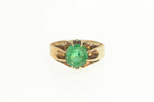 Load image into Gallery viewer, 10K Victorian Round Sim. Emerald Statement Ring Yellow Gold