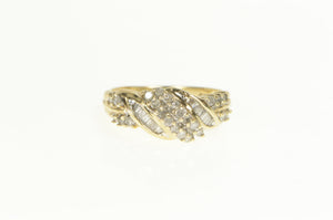 10K Classic Diamond Encrusted Swirl Statement Ring Yellow Gold
