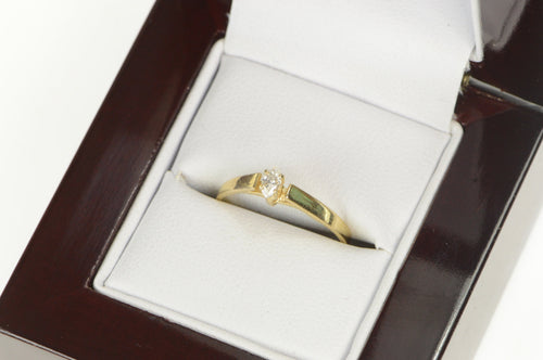 10K Marquise Diamond Solitaire Classic Promise Ring Yellow Gold
