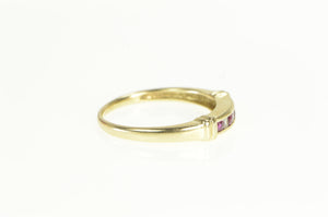 10K Classic Diamond Natural Ruby Wedding Band Ring Yellow Gold