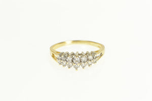 14K Tiered Squared Diamond Wedding Band Ring Yellow Gold