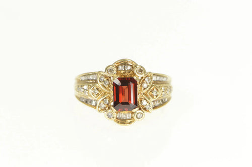 14K 1.53 Ctw Emerald Garnet Diamond Statement Ring Yellow Gold