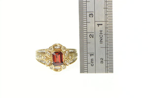 14K 1.53 Ctw Emerald Garnet Diamond Statement Ring Yellow Gold