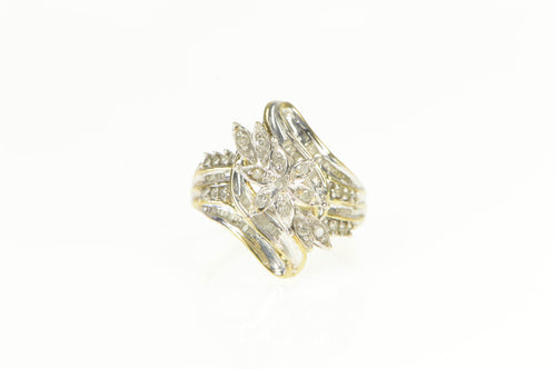 10K 0.50 Ctw Diamond Petal Cluster Statement Ring Yellow Gold