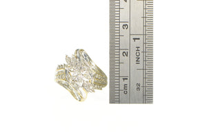 10K 0.50 Ctw Diamond Petal Cluster Statement Ring Yellow Gold