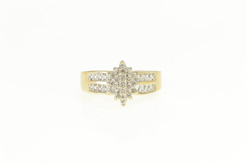 10K Retro Marquise Diamond Cluster Statement Ring Yellow Gold