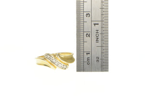 14K Diamond Wavy Curvy Freeform Bypass Ring Yellow Gold