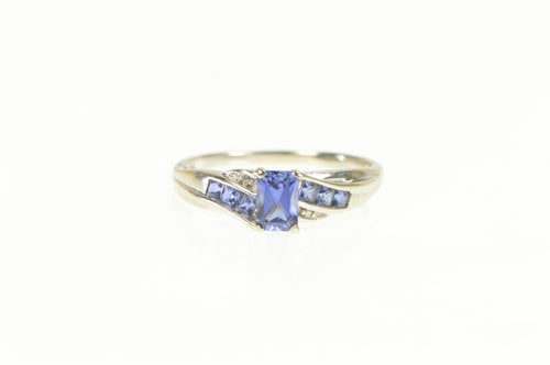 10K Radiant Tanzanite Princess Accent Diamond Ring White Gold