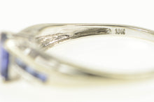 Load image into Gallery viewer, 10K Radiant Tanzanite Princess Accent Diamond Ring White Gold