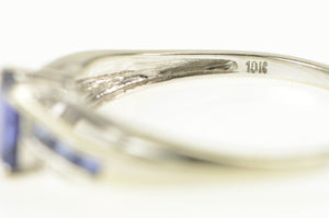 10K Radiant Tanzanite Princess Accent Diamond Ring White Gold