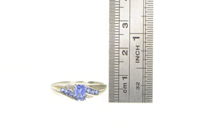 10K Radiant Tanzanite Princess Accent Diamond Ring White Gold