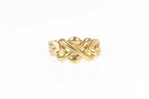 14K Puzzle Ring Four Band Woven Braid Band Yellow Gold