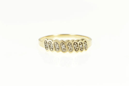 14K Oval Pattern Diamond Statement Band Ring Yellow Gold