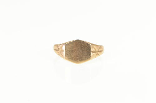 10K Retro Simple Engravable Signet Baby Ring Yellow Gold