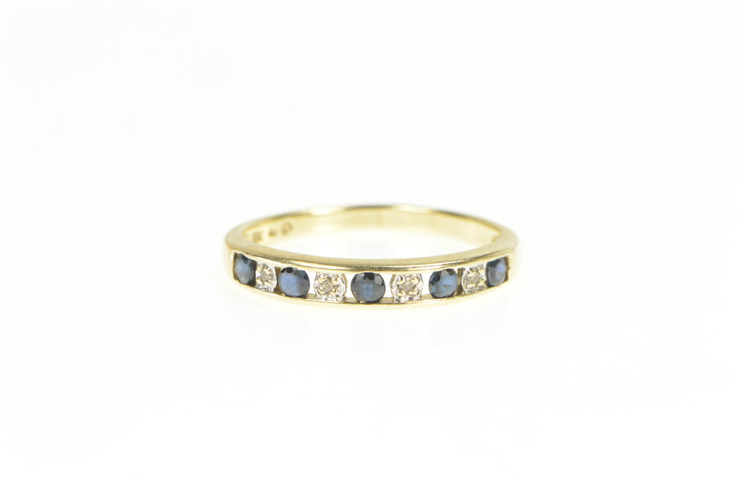 10K Sapphire Diamond Classic Wedding Band Ring Yellow Gold