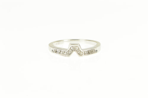 14K Diamond Chevron Marquise Channel Wedding Ring White Gold