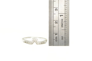 14K Diamond Chevron Marquise Channel Wedding Ring White Gold