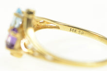 Load image into Gallery viewer, 14K Blue Topaz Amethyst Diamond Accent Bypass Ring Yellow Gold